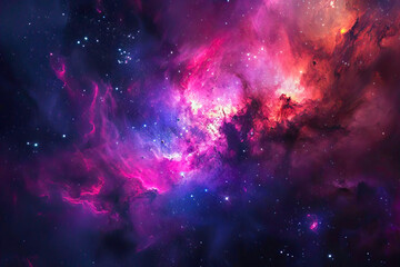 Fototapeta na wymiar Colorful Clouds and Stars in Space