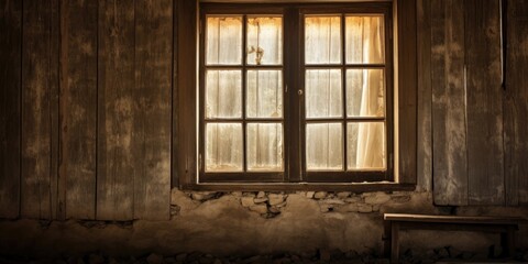 Fototapeta na wymiar Antique interior of an old house window.