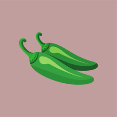 flat vector green jalapeno chili papper