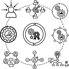 total quality management icon TQM vector symbol sign