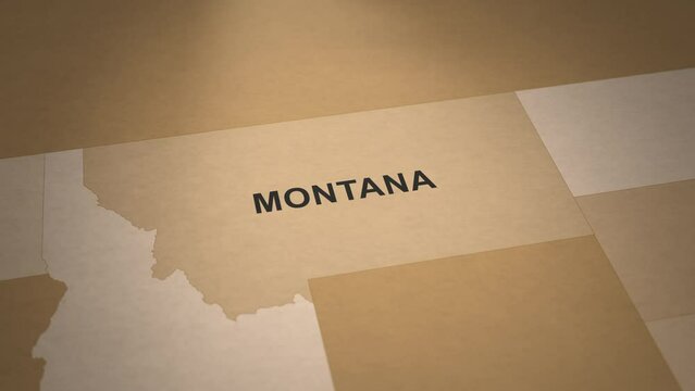 Old Paper Map of Montana