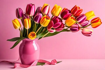 bouquet of tulips in a vase