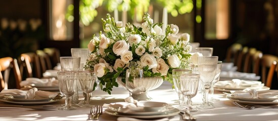 Elegant table arrangement for celebrations and special occasions.