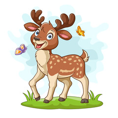 Obraz na płótnie Canvas Cute baby deer in the grass