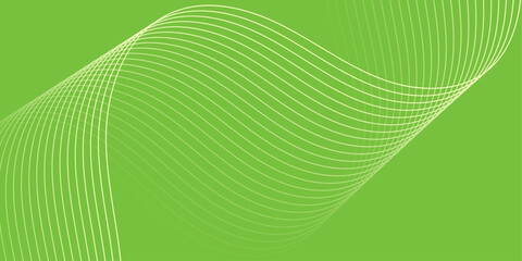 Abstract background with waves for banner. Medium banner size. Vector background with lines. Element for design isolated on green. Green color. Nature, eco. Brochure, booklet