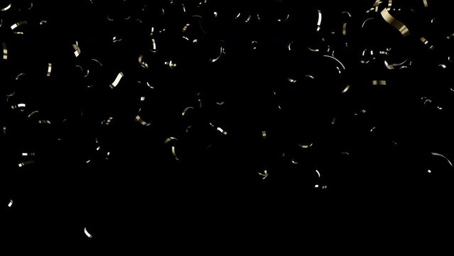 Confetti explosion. Colorful falling festive particles, stripes. Transparency is embedded in video. ProRes 4444