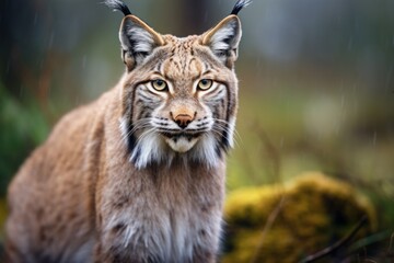 Obraz premium lynx in its natural habitat. portrait of a large cat, an animal of the feline family.