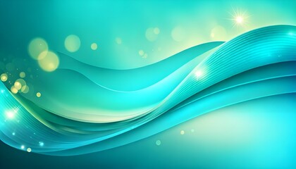 Fototapeta premium An abstract blue green background with wavy lines and sparkle. 