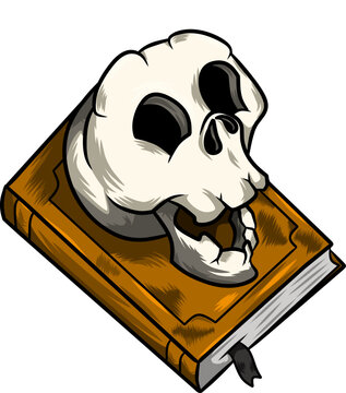 Cute skull on a book vector image