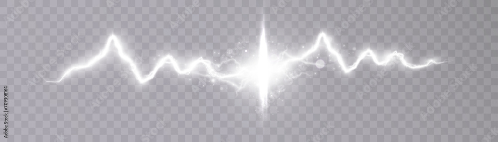 Poster Lightning explosion light effect. Shock effect of electric discharge. Collision effect with two pulsed flashes.