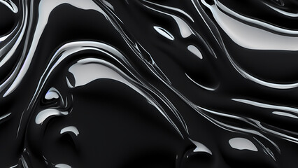 Glossy black soft liquid oil texture - Generative AI - obrazy, fototapety, plakaty