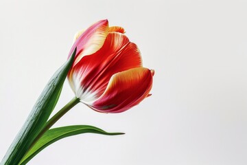 White background with single stem tulip.