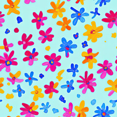 Flowers. Abstract seamless pattern. AI generated.