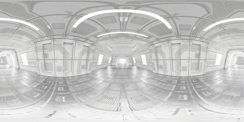 a futuristic hallway tunnel 360 panorama vr environment map 3D render illustration