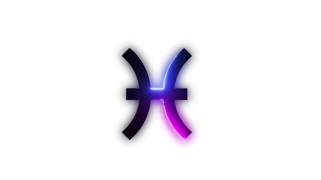 Neon sign Pisces with alpha channel, astrology