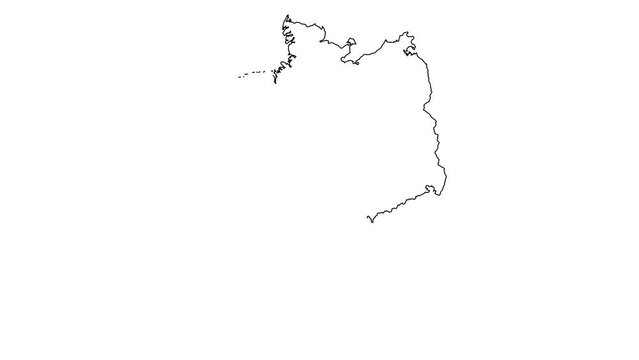 2d Germany map animation, 4k 60fps line drawing country map.