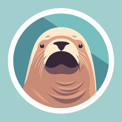 Walrus in cartoon, doodle style. Isolated 2d vector illustration in logo, icon, sketch style, Eps 10. AI Generative