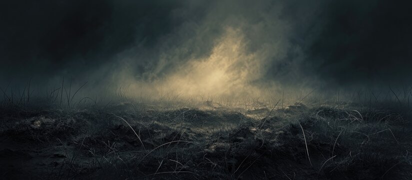 Dark background with lifeless land.