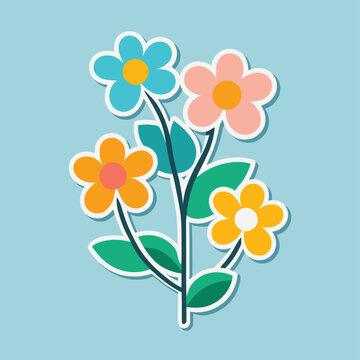 Flower sticker cartoon illustration vector design