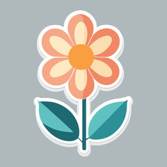 Flower sticker cartoon illustration