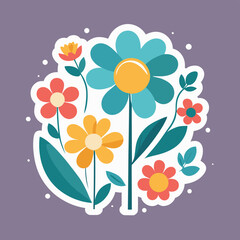 Flower sticker cartoon illustration