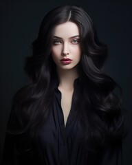 Girl with black hair and an intense, captivating look