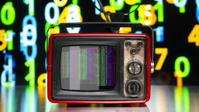 Retro television with code numbers background