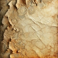 Abstract fractal background. Computer-generated image. Digital art. Old paper textures and  ornaments.
