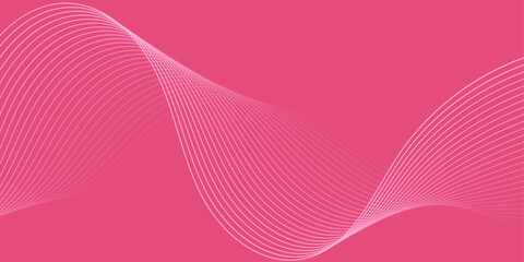 Abstract background with waves for banner. Medium banner size. Vector background with lines. Element for design isolated on pink. Pink color. Valentine's Day. Brochure, booklet
