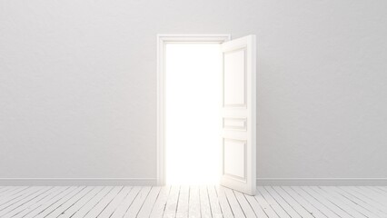 Light shines from door opening in a bright room.