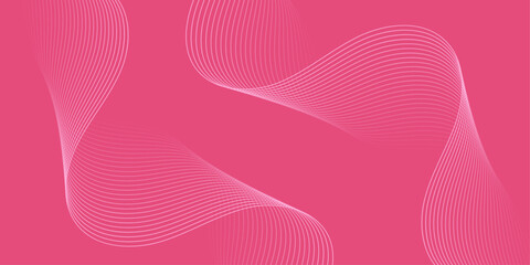 Abstract background with waves for banner. Medium banner size. Vector background with lines. Element for design isolated on pink. Pink color. Valentine's Day. Brochure, booklet - obrazy, fototapety, plakaty