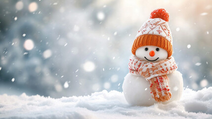  cute snowman on snow