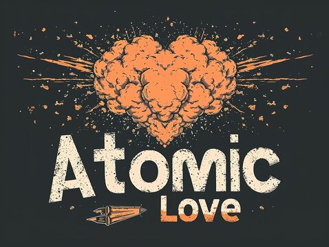 romantic style sticker. decal of an atomic explosion in the shape of a heart 