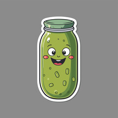 Kawaii pickle character cartoon sticker design