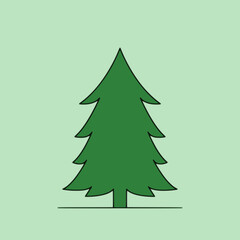 green Christmas tree illustration isolated