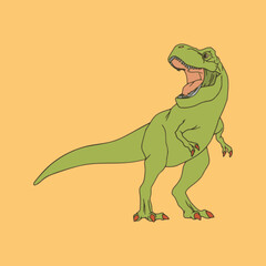 Green dinosaur isolated illustration flat design