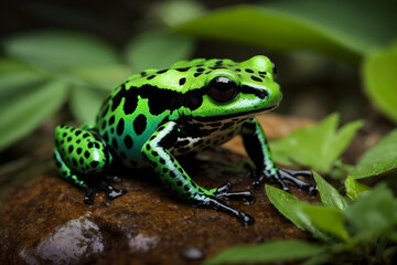 Obraz premium Vibrant Green and Black Poison Dart Frog