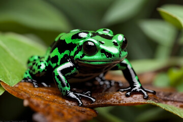 Obraz premium Vibrant Green and Black Poison Dart Frog