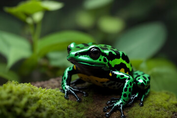 Obraz premium Vibrant Green and Black Poison Dart Frog