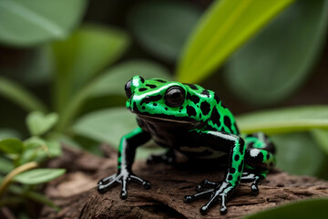 Vibrant Green and Black Poison Dart Frog
