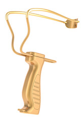 Golden Slingshot, 3D rendering isolated on transparent background