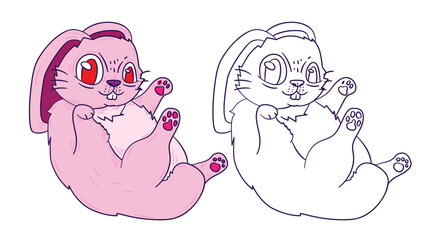 cute animal doodle illustration for book drawing coloring page