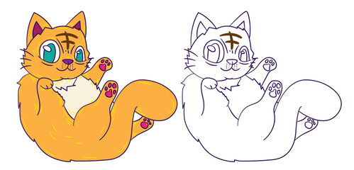 cute animal doodle illustration for book drawing coloring page