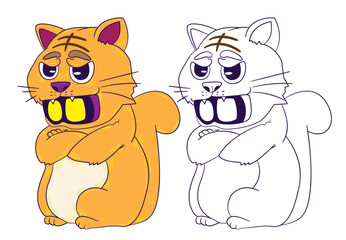 cute animal doodle illustration for book drawing coloring page