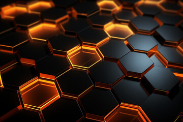 A background with fluorescent orange hexagons.