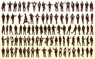 Collection of Businessman and Businesswoman Silhouettes vector