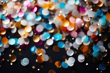 Naklejka premium colored confetti and ribbons as a festive background