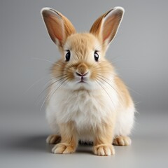 Obraz premium cute red rabbit on a dark gray background, studio photo