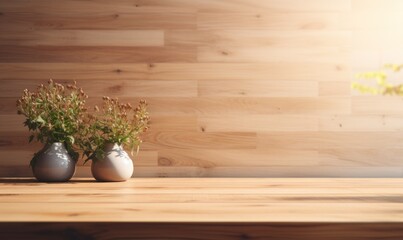 Wooden background illuminated by sun, product mockup template