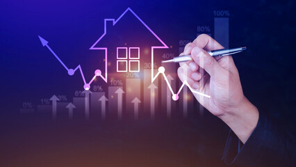 Real estate investment concept energy efficiency rating and property value, Growth of real estate...